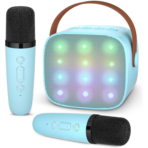 Karaokemikrofon med 2 trådløse mikrofoner (blå), børne