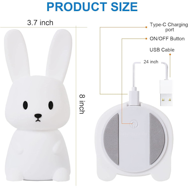 Kanin Nattlek Baby Touch 7 Färger - USB Laddningsbar Kan T