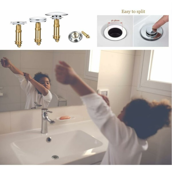66 mm pop-up klikkavløp for baderomsvask, kjøkkenvask, servant, C