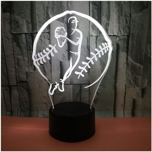 Lille natlampe til baseball 3D lys USB (farverig bla