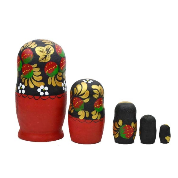 Set med 5 Nesting Dolls (13cm) Matryoshka Dockor i Naturträ