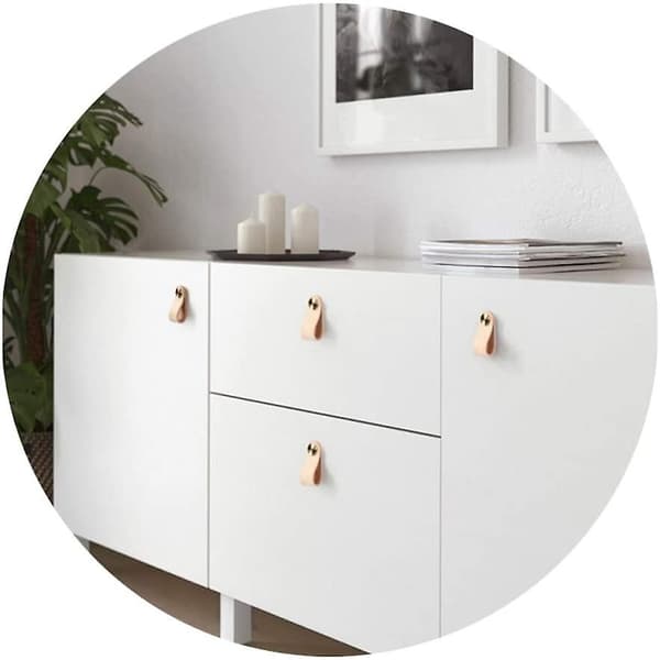 Læderhåndtag 8 stk. Læder Møbelhåndtag Skabstræk til E