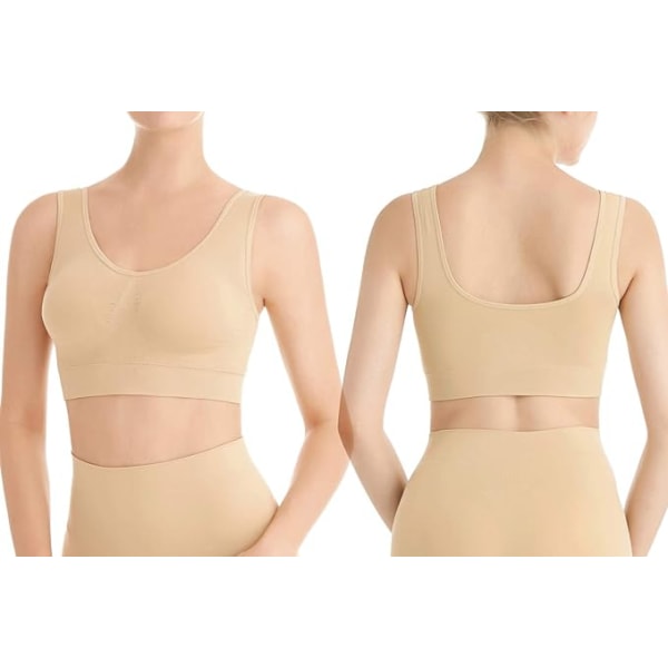 Träningstopp för kvinnor, sömlös sport-yoga-bh, storlek M/L, beige * 3 st