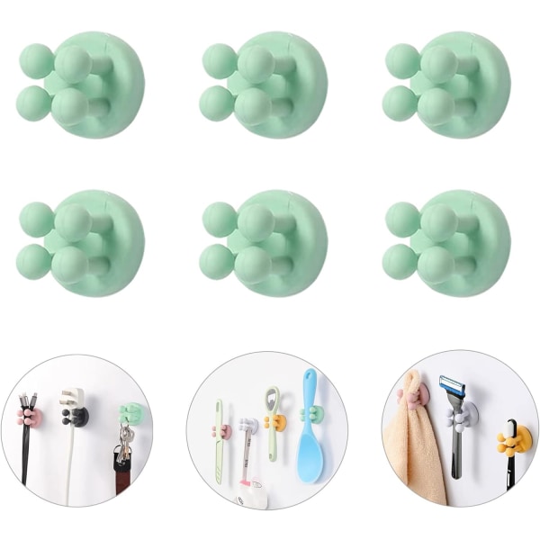 Adhesive Silicone Toothbrush Holder - 6 Multifunctional Waterproo