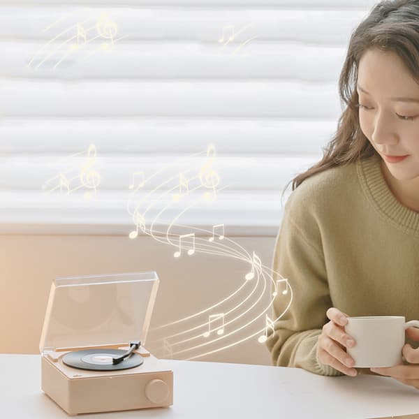 (Rosa) Retro platespiller-stil Bluetooth-høyttaler Grammofon