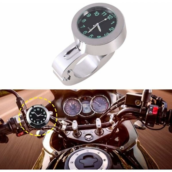 Motorcykelstyrklocka, Silver Motorcykel Vattentät Styrklocka Glow Mount Cl