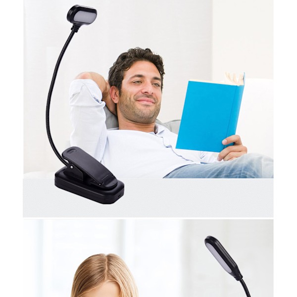 LED læselampe LED klipslampe med 3 lysstyrke niveauer