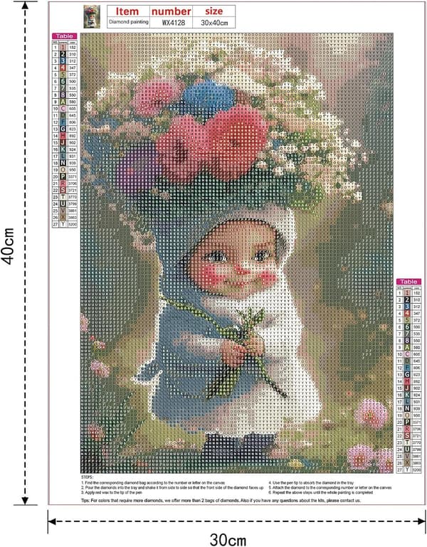 Diamantmaleri Sæt 30x40cm til Voksne, Diamantkunst Sæt Blomst