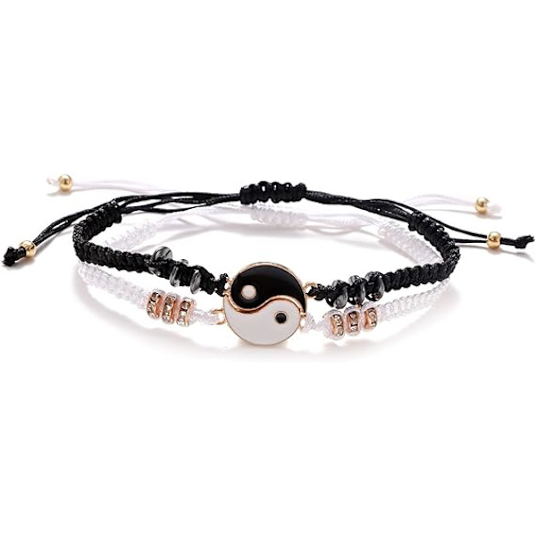 2 Vänbandsarmband Justerbart Snöre Yin Yang Armband