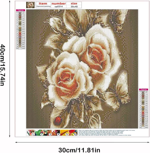(30x40cm) 5D Diamantmalingssett, DIY 5D Gullrose Full Diamant