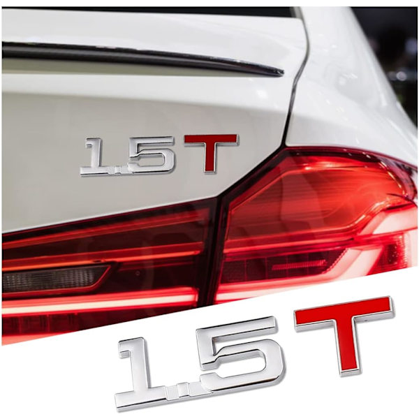 Ny 1.5T Turbo Metal Bagklap Emblem Badge Mærkat (9*2.5cm) passer til Audi Ford Hyundai