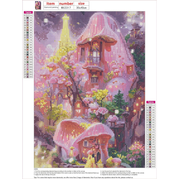 (30x40cm, Pink-E Fantasy Landscape) 5D- diamond painting , Fant