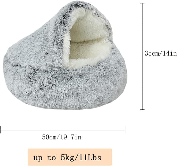 1 stk (grå, 50 cm) huleseng for hunder og katter, anti-stress liten