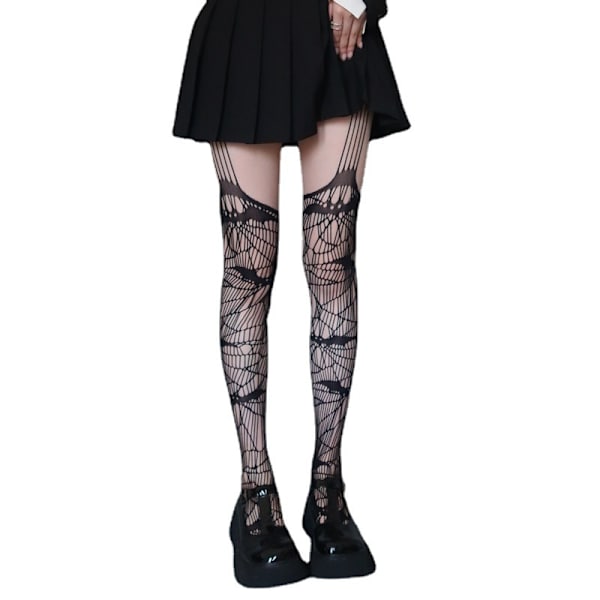 3 Par Sexy Mörka Y2K Oregelbundna Fiskgarnstrumpor Goth Style H