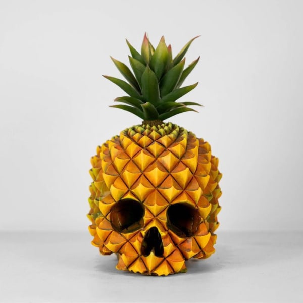 Skalle-Ananas Huvud Resin Hantverk Halloween Dekoration Atmosfär