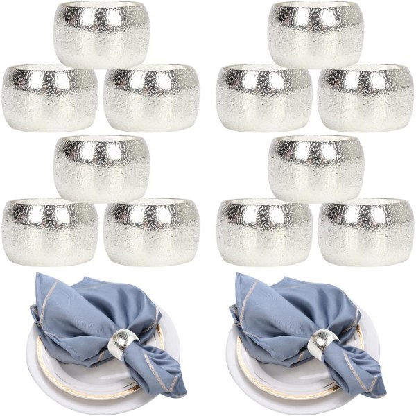 12 st Metall Servett Ringar (Silver) Bröllop Jul Påsk Dekoration
