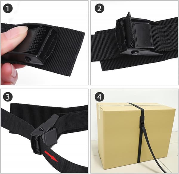 4 stk. Quick Release Rem Sort 25mm*1 meter, Sikker last med Cam Buckle stropper Stærk justerbar