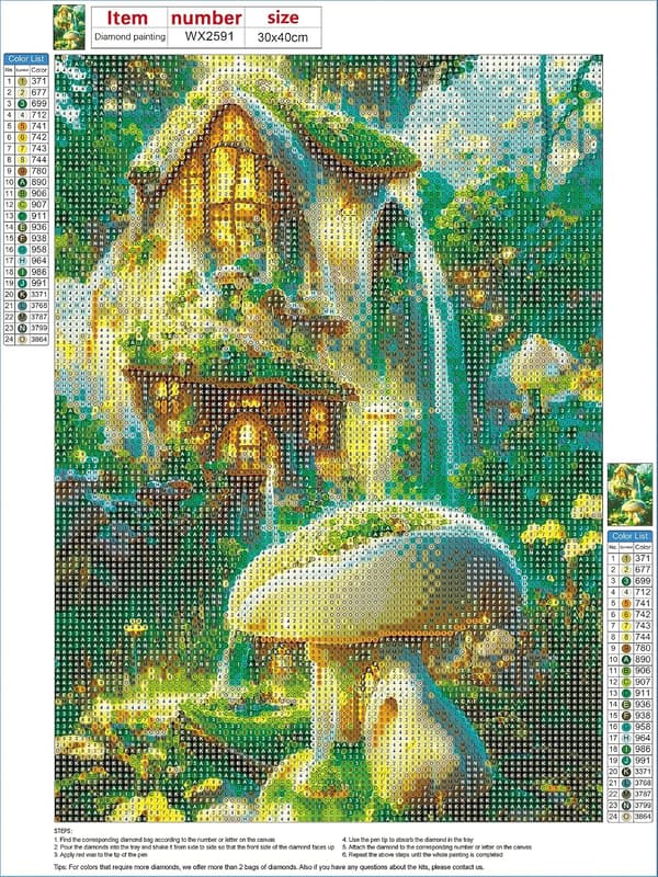 (30x40cm Grøn A) Blåt Hus Diamantmaleri Sæt til Voksne, Cas