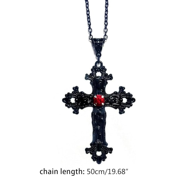 (Rød diamant) Y2K Chain Halskæde Gothic Cross Halskæde Gothic Cro