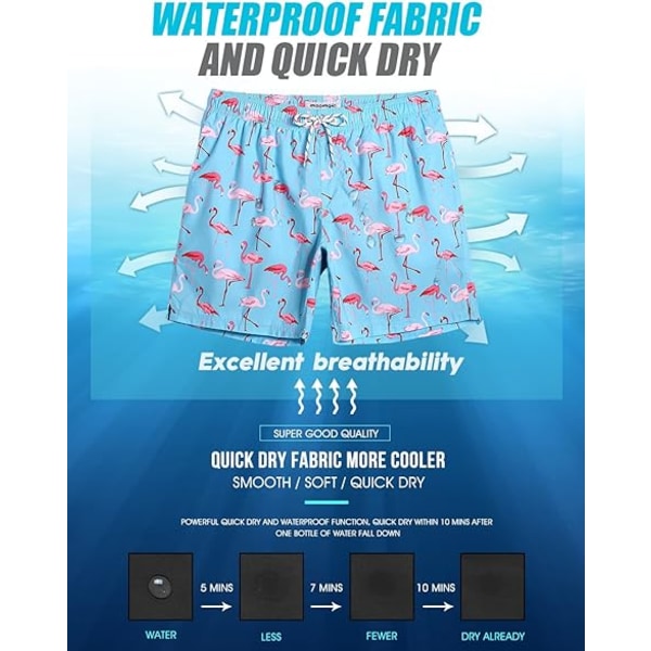 Baddräkt för män, simshorts, klassisk tropisk design för sommaren
