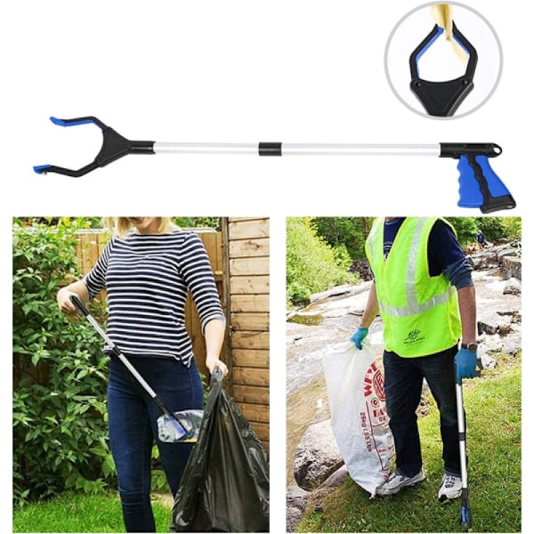 Sammenklappelig opsamlingsklemme til have, affald og skrald til seniorer, blå