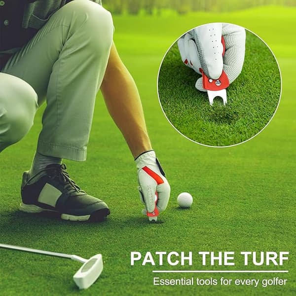 Pack Golf Divot Reparationsverktyg, Vikbart Golfgaffelverktyg med Magnet