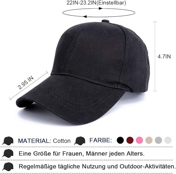 Baseballcaps - Uformell caps, sporty baseballcaps, klassisk ensfarget