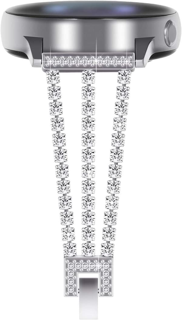 20 mm dame, bling sølv, kompatibel med Samsung Galaxy Watch