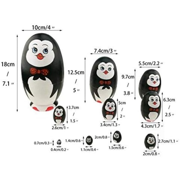 10 st Söta Pingvinägg Nesting Dolls Handgjorda Träddockor för Barn
