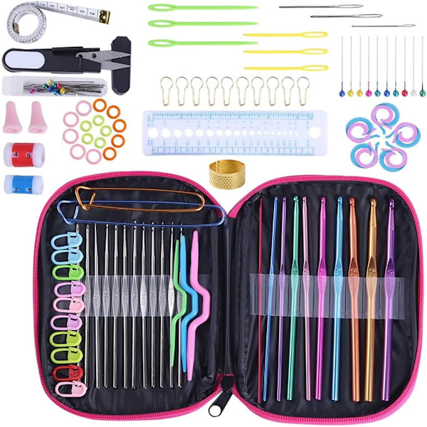 All-in-One Högkvalitativ Virkningsset Stickverktyg 100 Stycken Sticka
