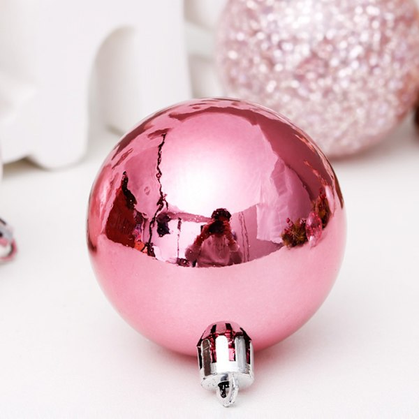 6cm, 30-pack rosa transparenta julgranskulor