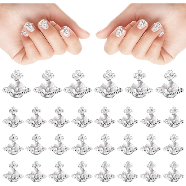 20 stk. Planet Neglepynt, 3D Negl Rhinestones Neglekunst Zirkon Legering Manikyr Smykker Søt Glitter Negletilbehør