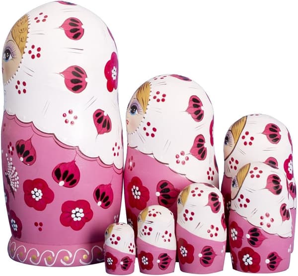 7-delad Nesting Doll Set, Ryska Matrjosjka-dockor