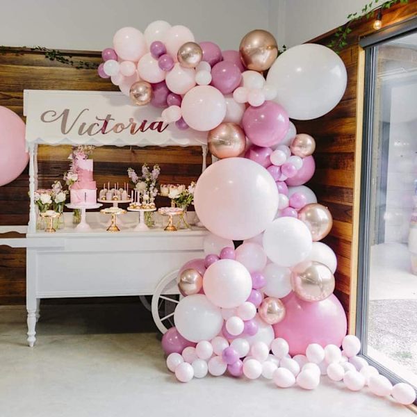 Rosa Ballongbåge Kit Fester Dekoration Ballonger 94 Macaron