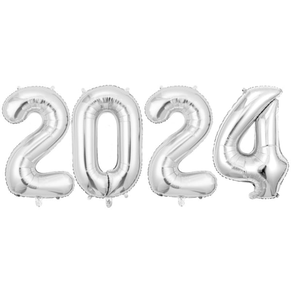 Uppblåsbara nyårsballonger 2024 (Silver 2024) - XXL Ballong, Ap