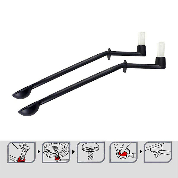 Kaffe Maskinborste Nylon Espresso Maskinborste med Sked (2-pack)