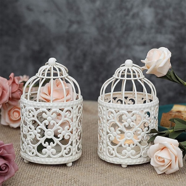 Set of 2 Small Metal Bird Cage Hanging Lanterns for Wedding Party