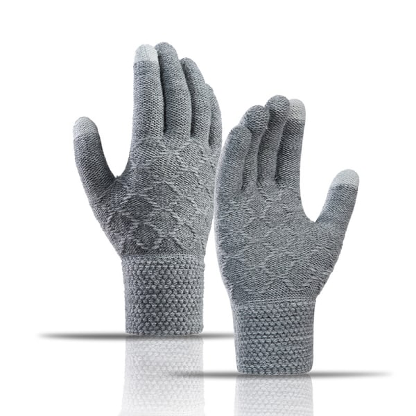 Pekskärmshandskar för män Vintervarma stickade handskar med mjuk lin