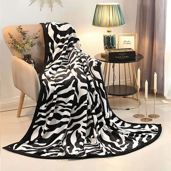 Zebra-mönstrad Flanellfilt för Soffa och Säng (180*200cm)