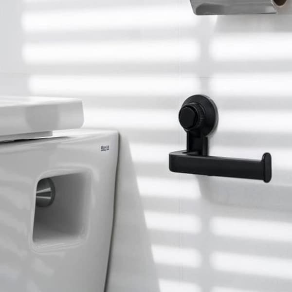 Selvklæbende toiletpapirholder: sort, ingen boring nødvendig, s