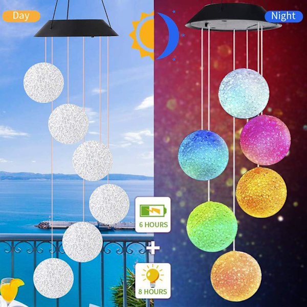 LED Solcells-Vindspellampa, Fjärilsvindspel Ljus Färgbyte