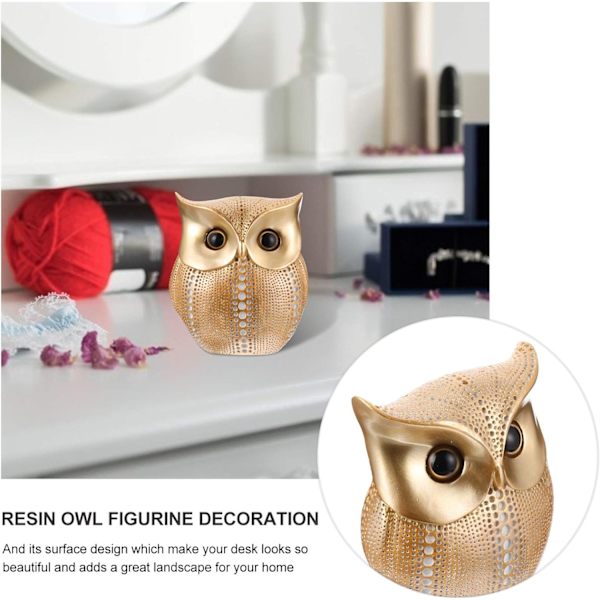 Uggla Staty Dekor Metallisk Gyllene Uggla Figurer Hylla Dekorationer