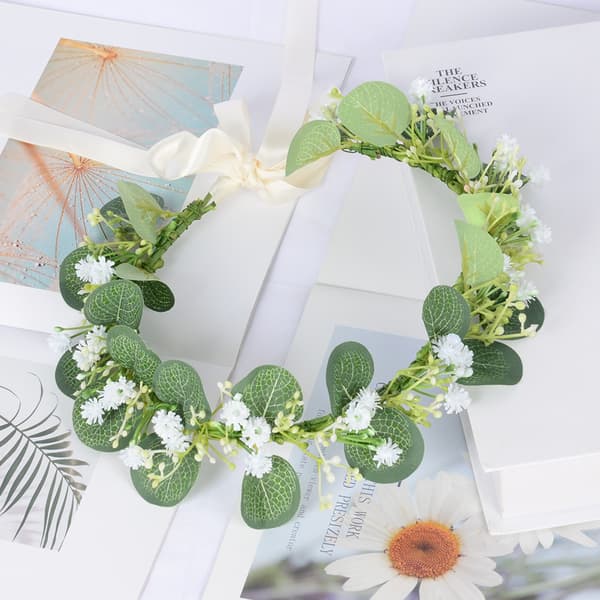 Håndlaget justerbar blomsterbrudekrone simuleringsblomsterhodeplagg