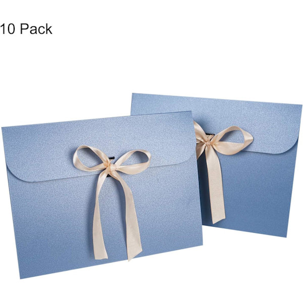 Blå 10-pack rosett presentkuvert presentkort kuvert födelsedag stora presentinbjudningar kuvert med rosett
