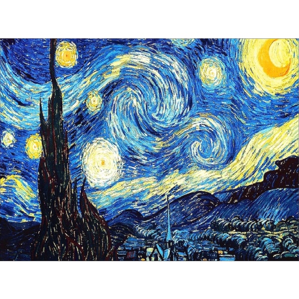 (12x16 tommer) Diamantmaleriet Van Gogh Starry Night, DIY Di