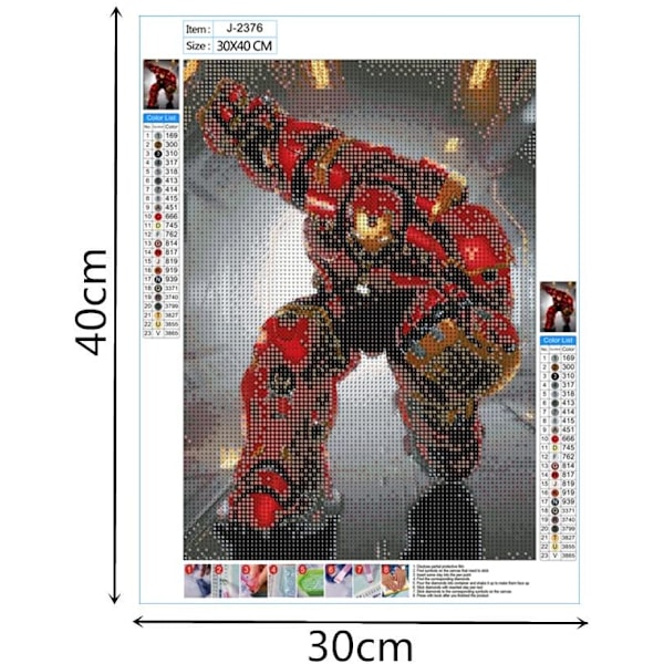 (Robot, 30*40cm) 5D DIY diamantmålning kit, tecknad broderi