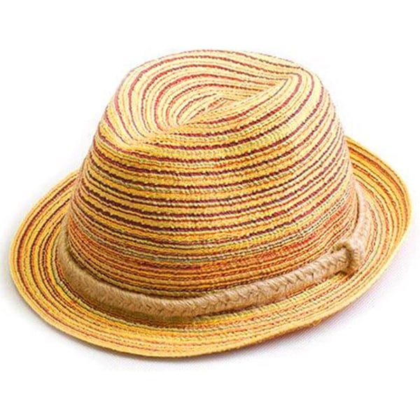 Utomhushatt Kvinnor Panama Halmhatt Cap Fedora Hatt Färgglad Stripe