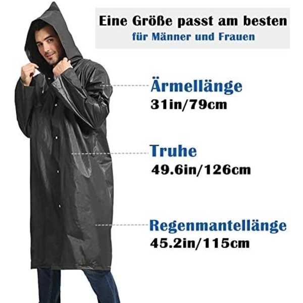 2-pack Regnrock Transparent Regnponcho för Män och Kvinnor, Reu