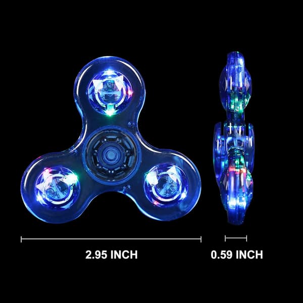 （Krystallblå）Krystall LED Lys Fidget Spinner for Barn, LED Lysende Fidget Spinner for Til