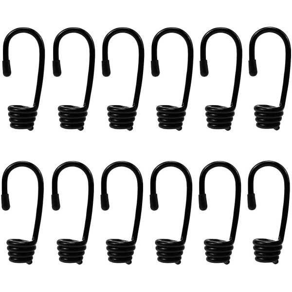 12 Pieces Spiral Hooks, Bungee Hook, Strong Plastic Coated Steel